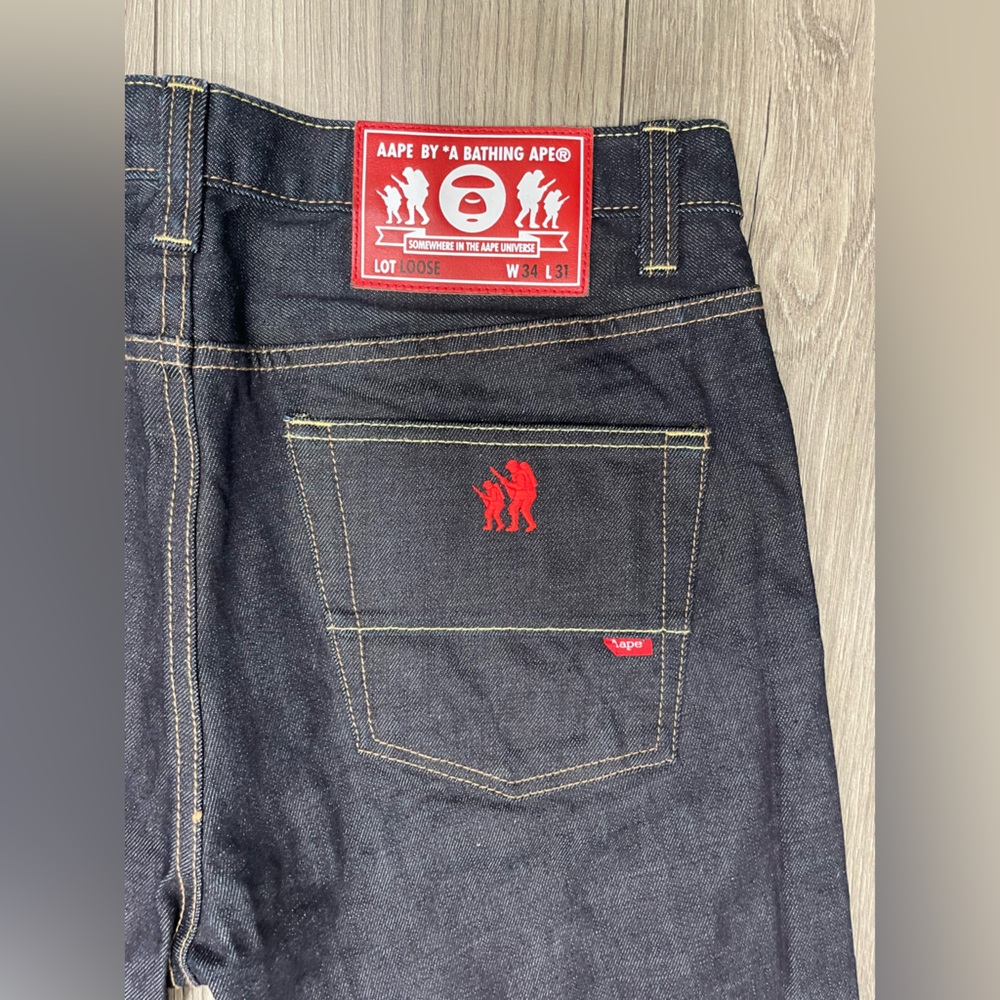 AAPE A Bathing Ape Bape Loose Denim Jeans Mens Sz 34X31 - Picture 14 of 15